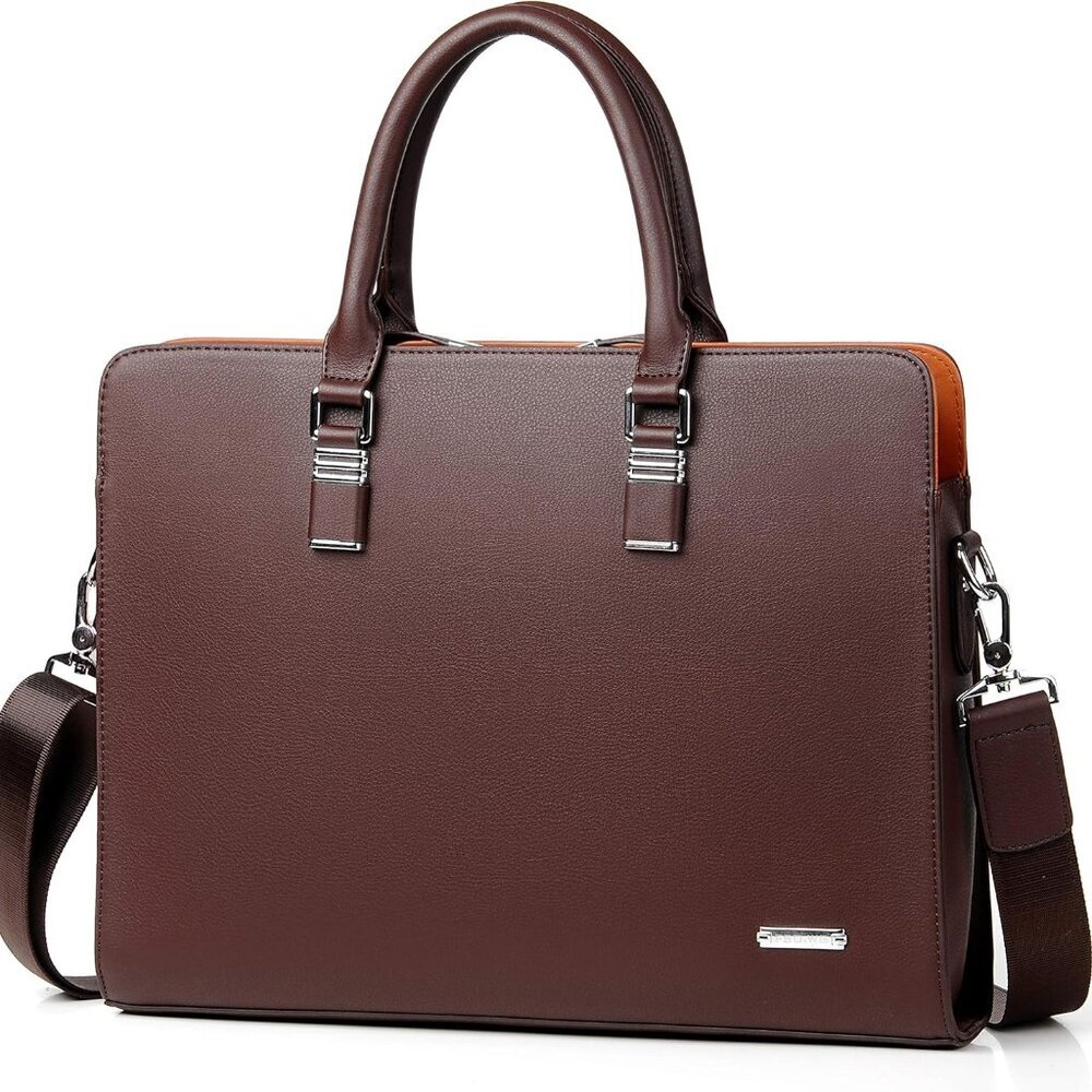 Bag Leather Briefcase Shoulder Laptop Business Bag for Men